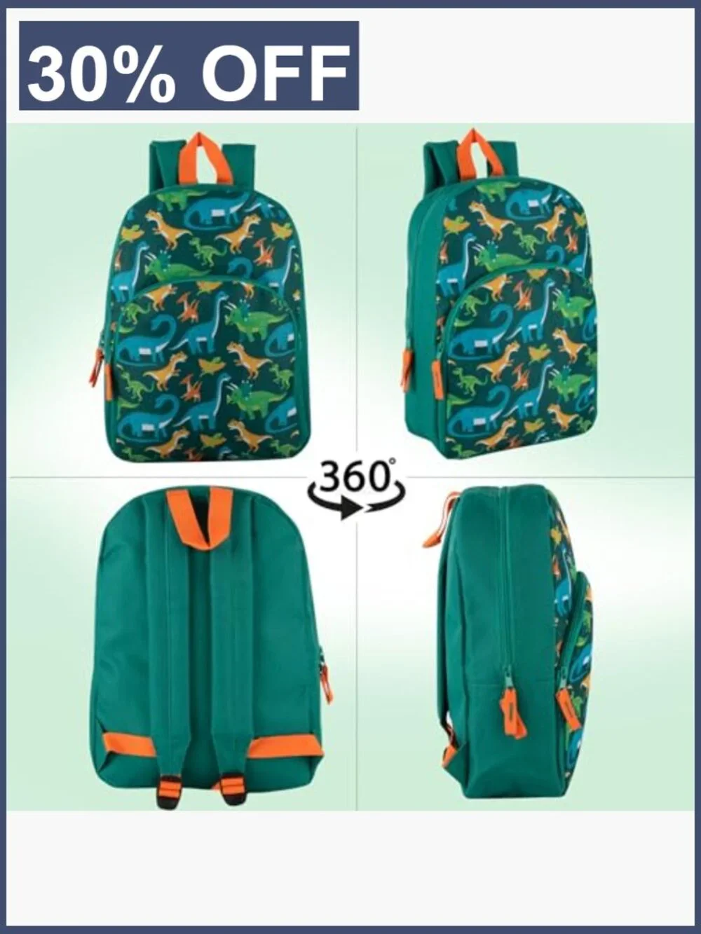 Kids Backpack for Boys Girls Dinosaur Print Adjustable Padded Straps Travel